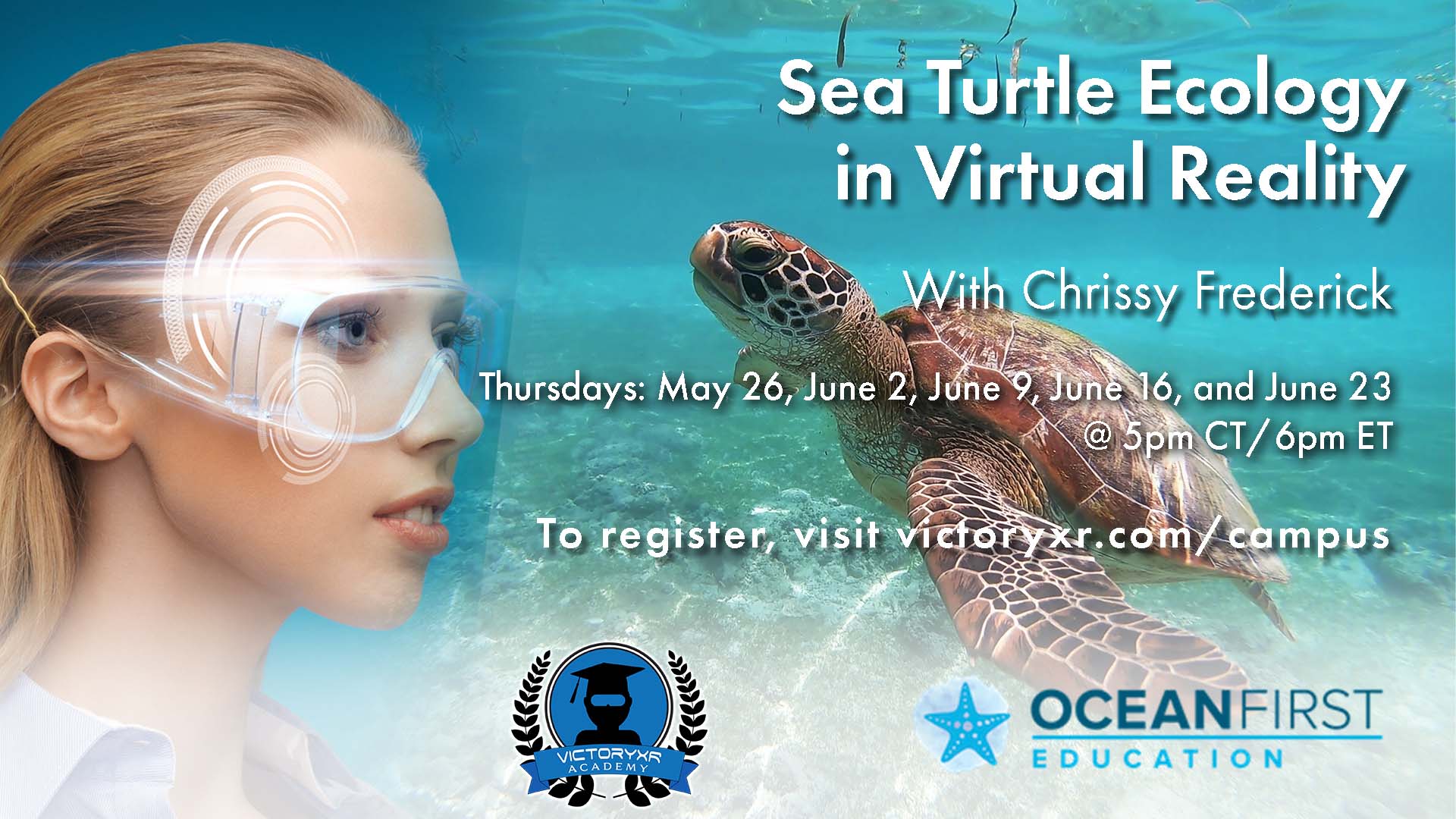 sea turtle ecology in virtual reality seminar graphic victoryxr oceanfirst education