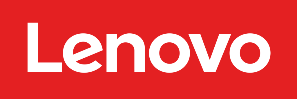 lenovo in white with red background