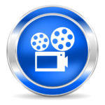 video camera logo on blue button icon for teacher support pages