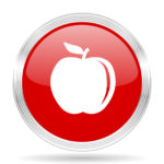 apple graphic on red button icon for teacher support pages