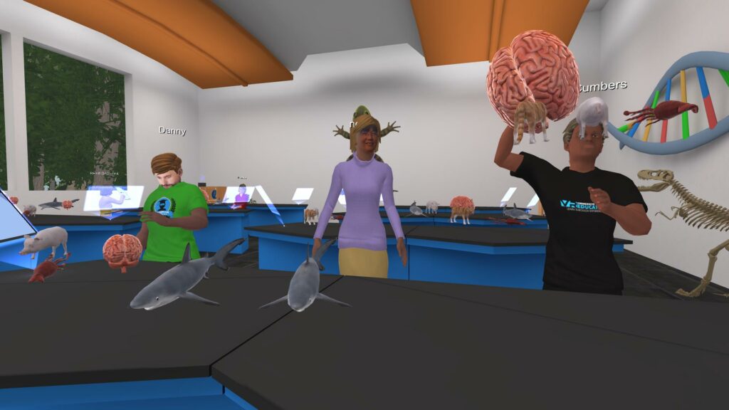 students in virtual reality VXR labs in niology classroom