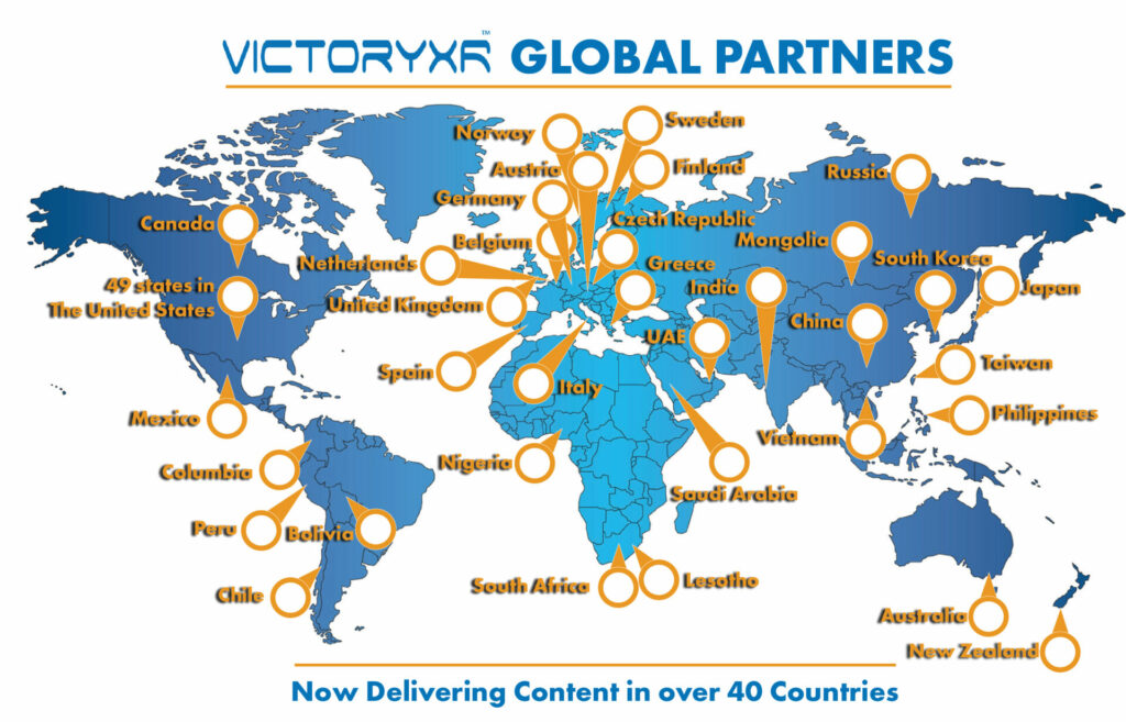 victory xr global partners graphic of world map