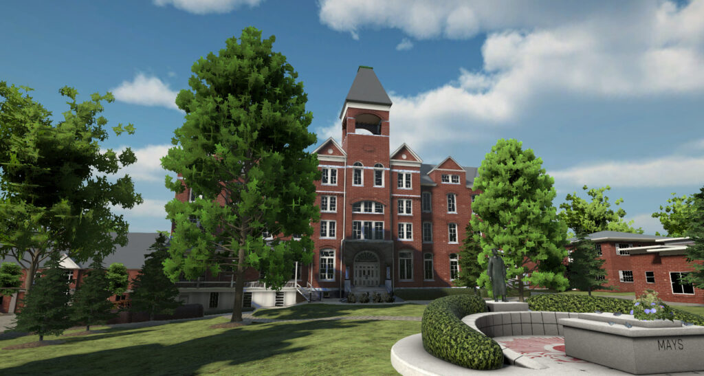 morehouse college building in virtual reality wide shot