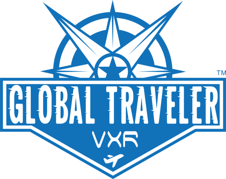 VictoryXR Global Traveler App Compass Logo Blue