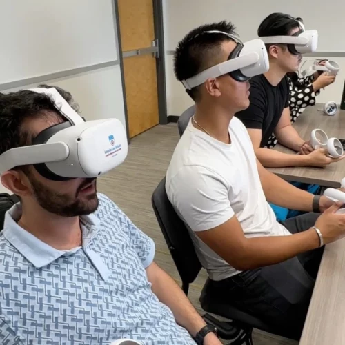 Students at Loyola Law School taking a law course in the metaverse together