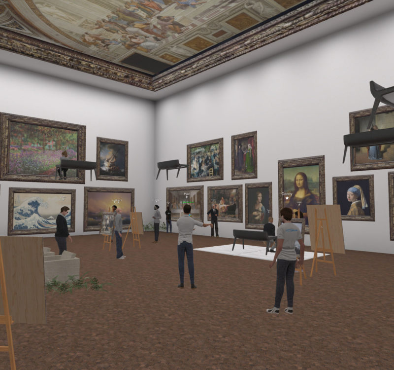 snapshot in virtual reality of an art gallary